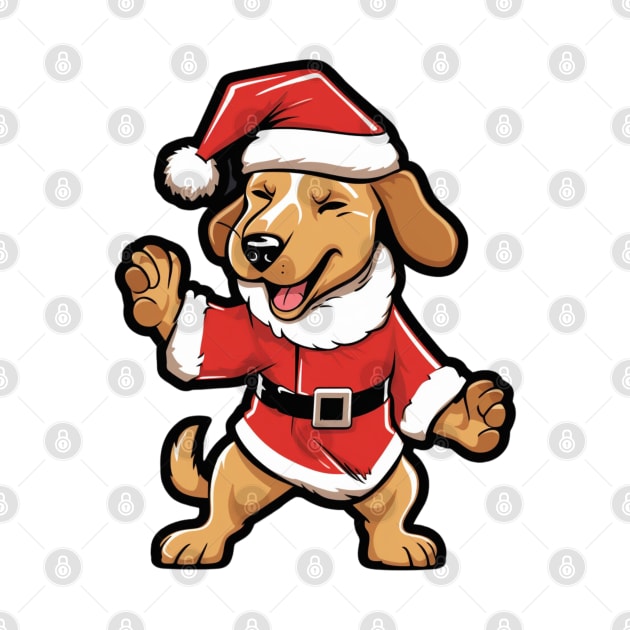 Cartoon Christmas Beagle Dog Dancing by Chromatic Fusion Studio