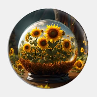 Encapsulated Sunflowers Pin