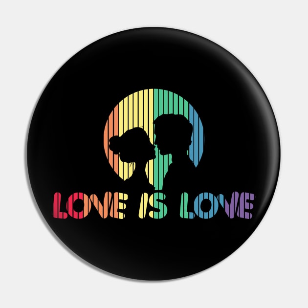 Adorable Love is Love Colorful Rainbow Silhouette Pin by theperfectpresents