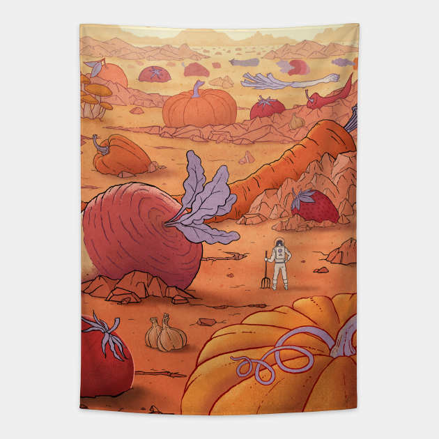 Farming on Mars Tapestry by Antoine Doré