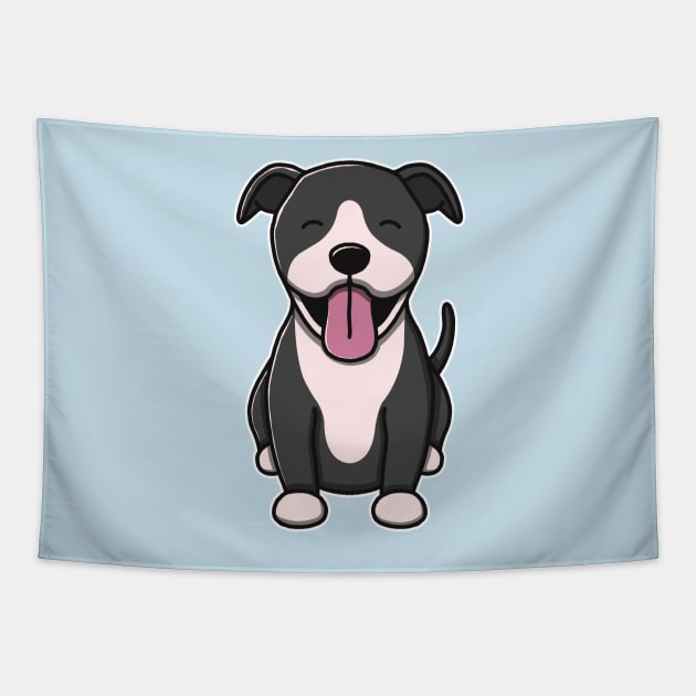 Cute Pitbull Tapestry by Luna Illustration