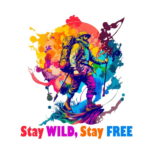 Stay Wild Stay Free Hiking Design, Camping, Outdoor Lover, Wild Child, Freedom, Colorful Design by Coffee Conceptions