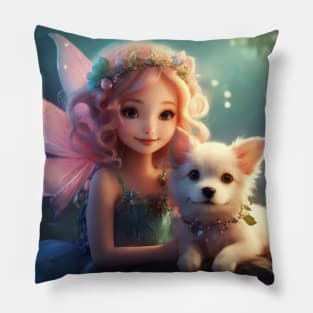 Forest Fairy and her Cute Puppy Pillow