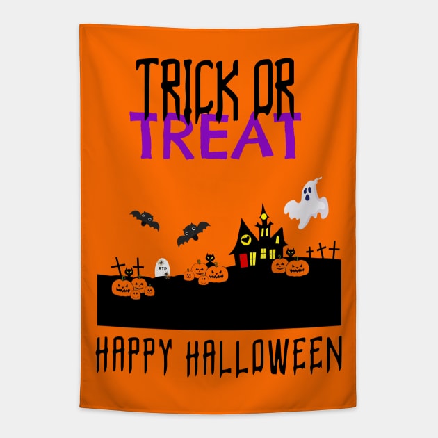 Trick Or Treat Happy Halloween Day Tapestry by SartorisArt1