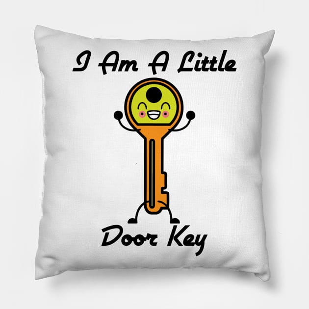 Little Door Key Funny Dorky Cute Kawaii Pillow by Mellowdellow