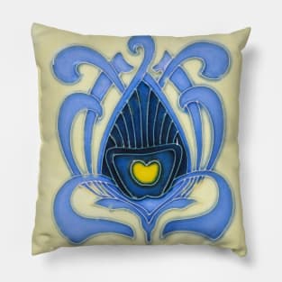 Art Nouveau Majolica Tile Peacock Pillow