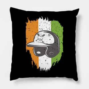 Indian Baseball Player Bat Ball Helmet Fan India Flag Pillow