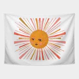 Retro Sunshine cute face Tapestry