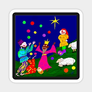 Juggling Wise Men And Clown Shepherds Magnet