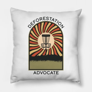 Deforestation Advocate | Disc Golf Vintage Retro Arch Mountains Pillow