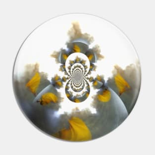 Mirrored round fractal with figure of woman Pin