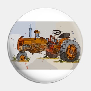 Old antique tractor Pin