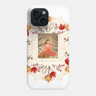 Dry Leaves of Autumn, Woman and TEACUP for Welcome Halloween! Phone Case