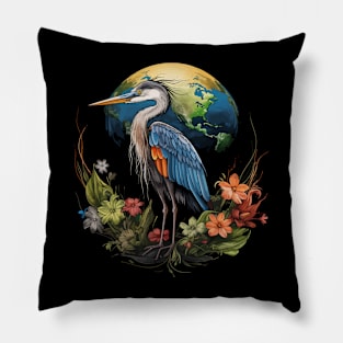 Heron Earth Day Pillow