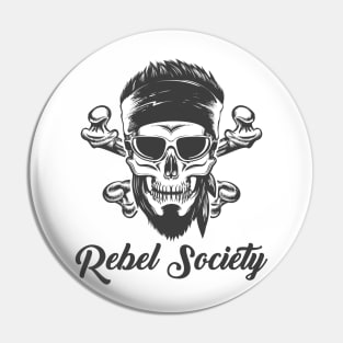 Bearded Skull in bandana and glasses Pin