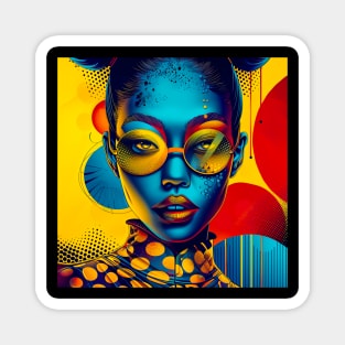 Black woman with yellow sunglasses, in retro fashion style Magnet