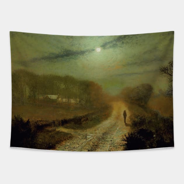 A Moonlit Landscape by John Atkinson Grimshaw Tapestry by Classic Art Stall