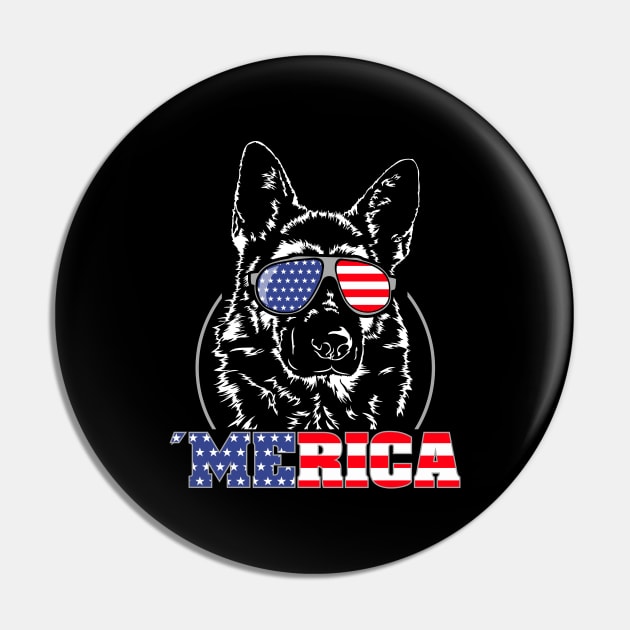 Proud German Shepherd American Flag Merica dog Pin by wilsigns