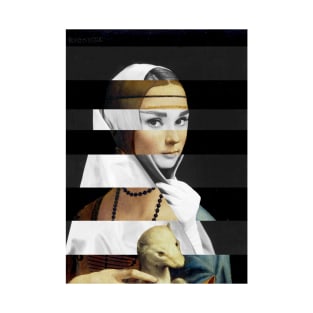 Lady with a Ermine by Leonardo da Vinci and Audrey Hepburn T-Shirt