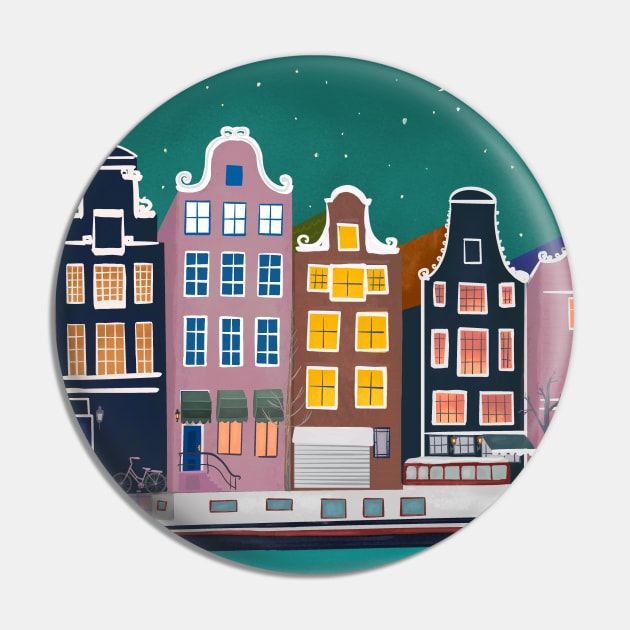 Amsterdam night City Pin by Petras