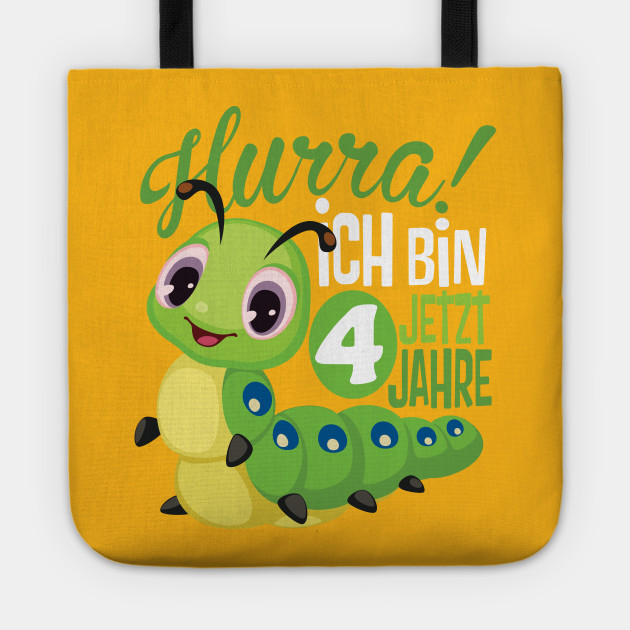 4 Geburtstag Kinder Raupe 4 Jahre - 4 Geburtstag Kinder Geschenkideen -  Tote | TeePublic