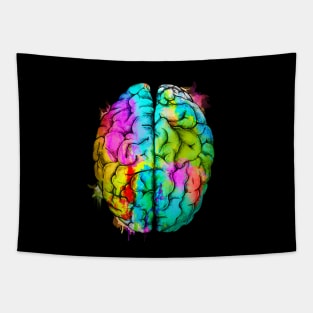 Color human brain watercolor mental health matters Tapestry