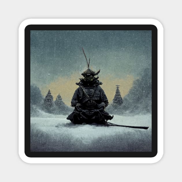 Samurai in Snow Magnet by DarkAgeArt