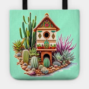 Watercolor New Mexico style Birdhouse Tote