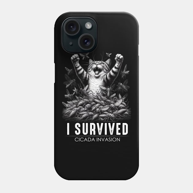 Cicada Invasion Survivor Funny Cat Phone Case by GreenCraft