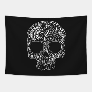 Tribal tattoo style gothic skull Tapestry