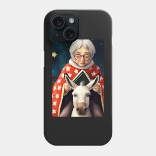 White-Haired Lady on Donkey Greeting Card Phone Case