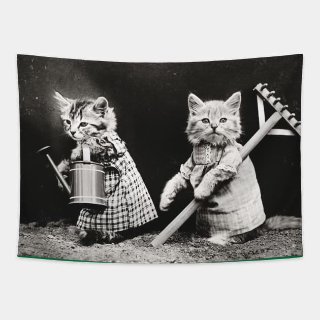 Vintage Gardening Kitties Photo Tapestry by AlondraHanley