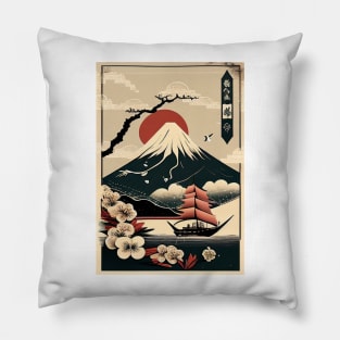 Japanese Poster Style Artwork Pillow