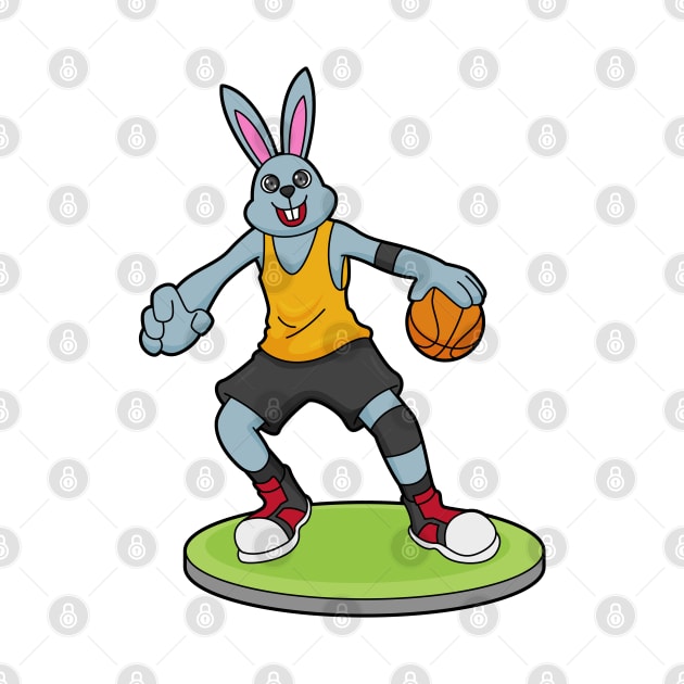 Rabbit as Basketball player with Basketball by Markus Schnabel