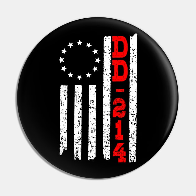 DD-214 US Alumni USA American Flag Military Veteran Pin by NiceTeeBroo