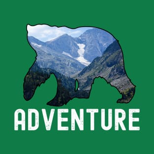 Adventure, Outdoors with bear with mountain motif. T-Shirt