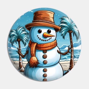 Christmas in July, Snowman in the beach Pin