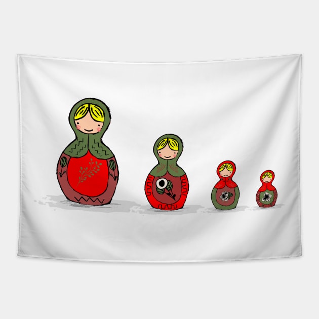 Russian dolls Tapestry by TheTinyGraphics