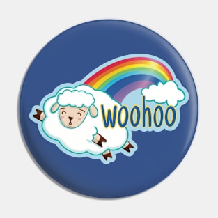 Woohoo - Funny Rainbow Sheep Pin