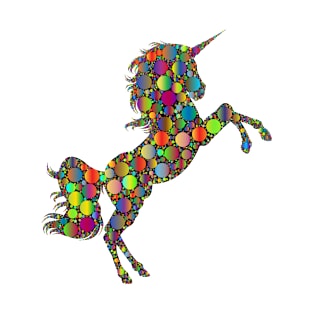 Silhouette of Unicorn in multiple colours with circles 1 T-Shirt