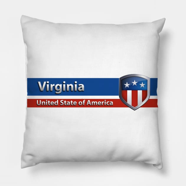 Virginia - United State of America Pillow by Steady Eyes