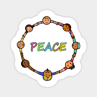 Group of People Holding Hands Peace Magnet