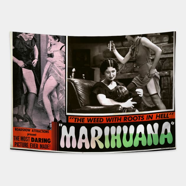 1930s vintage propaganda - Marihuana " the weed with roots in hell " Tapestry by Try It