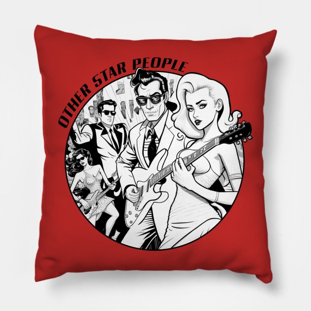 Other Star People - Circle New Wave Pillow by Jennifer Finch