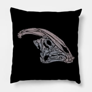 Floral Dinosaur Skull - Parasaurolophus (Dark Background) Pillow