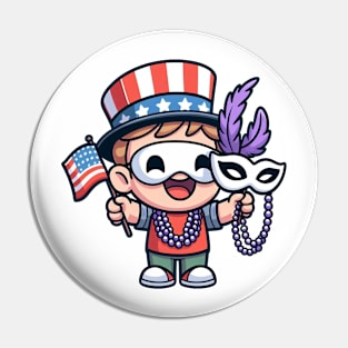 A Whimsical Tribute to American Culture in Cartoon Style T-Shirt Pin