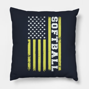 Softball American Flag Pillow