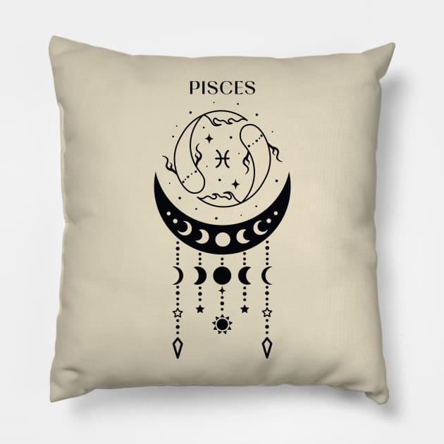 Pisces; horoscope sign; star sign; zodiac sign; birthday; February birthday; March birthday; gift for piscean; astrology sign Pillow by Be my good time