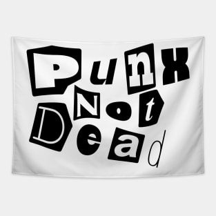 "Rebellious Spirit: Punk's Not Dead" Retro Newspaper Cutout Tee Tapestry