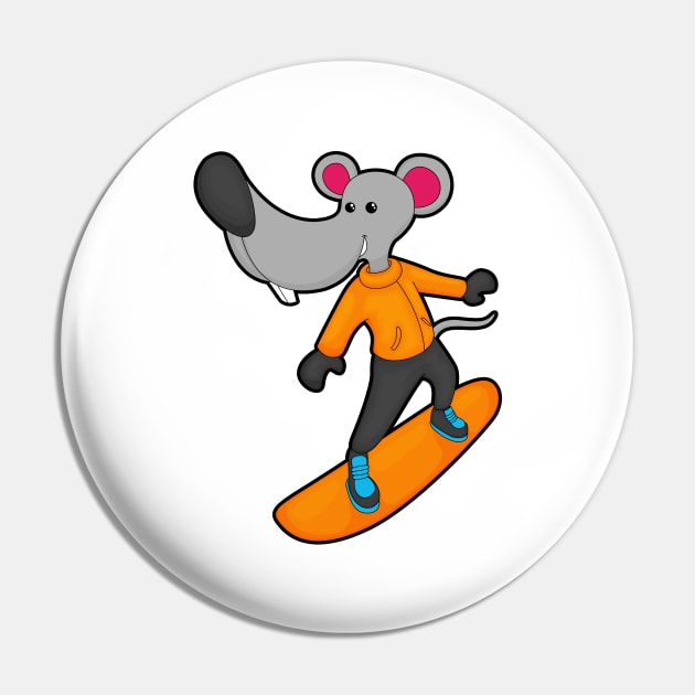 Mouse as Snowboarder with Snowboard Pin by Markus Schnabel